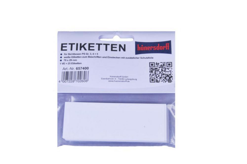 Etiketten für Sichtboxen PS inkl. Schutzfolie f. Gr. 3,4,5 VE=25
