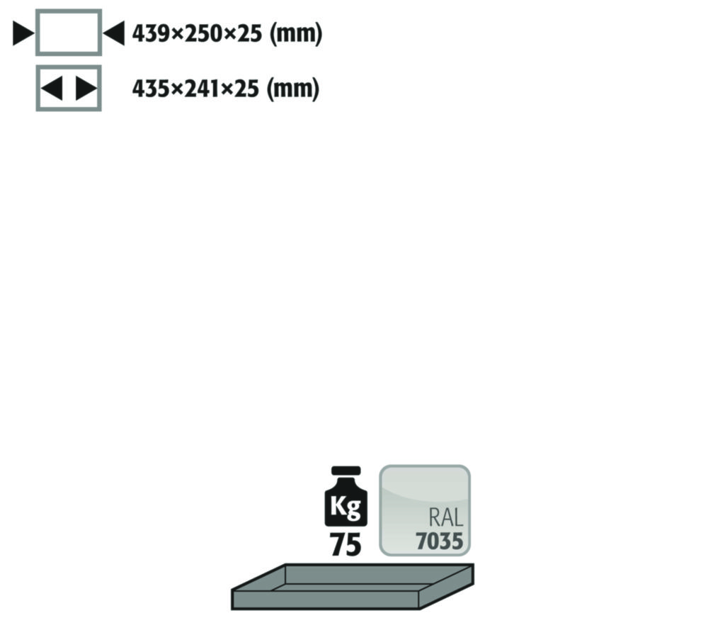 Einlegeboden für G90.145/205.60 RAL7035, Breite 439mm