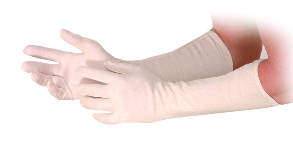 Unterhandschuhe, lang, Baumwolle / Polyester