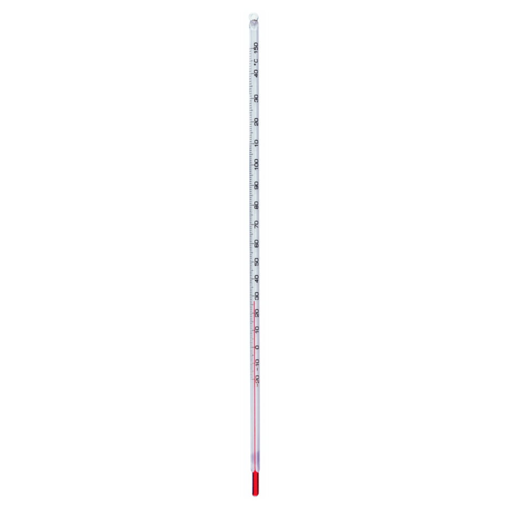 Allgebrauchsthermometer, rote Füllung, mit Sicherheitsummantelung | Temperatur: -20 ... 110 °C, Teilung: 1 °C