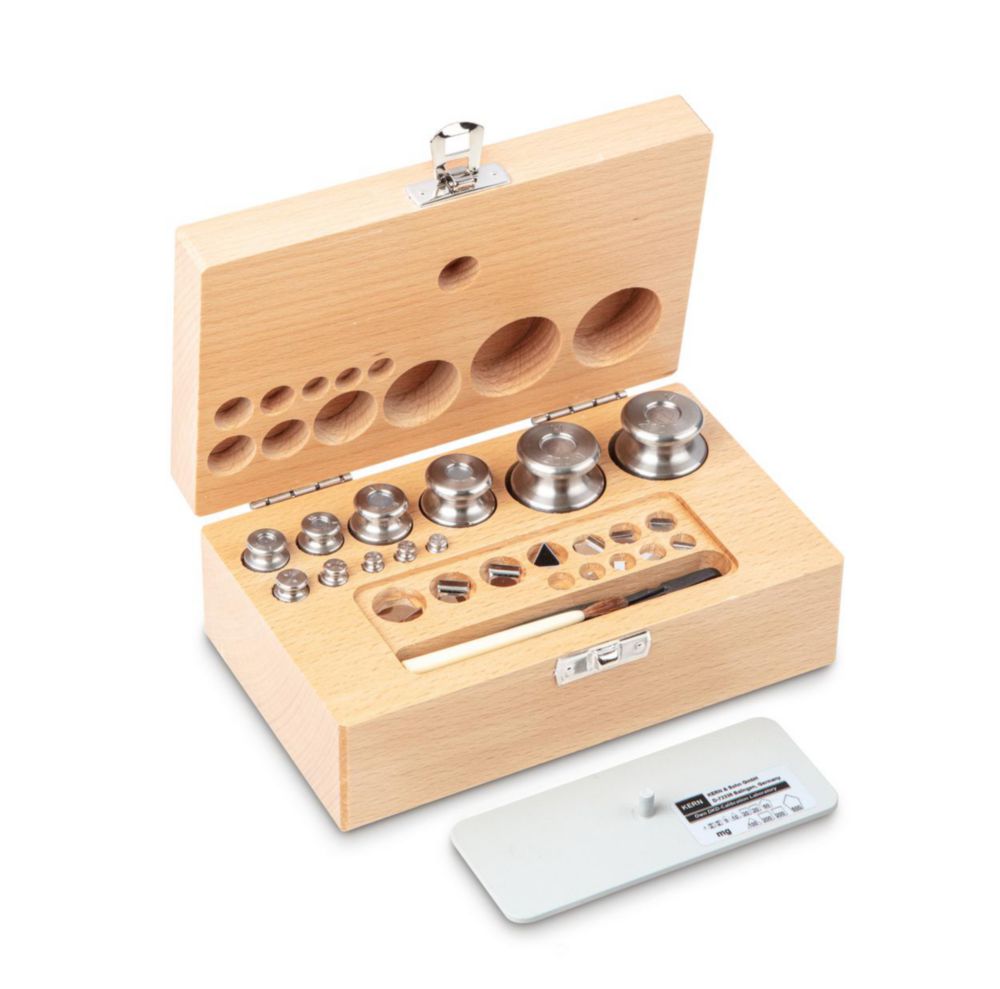 Gewichtssatz M1, 1mg...200g, Edelstahl, feingedreht, im Holz-Etui