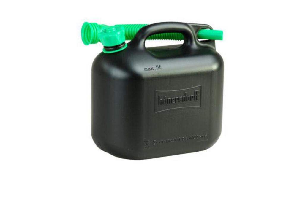 Reserve-Kraftstoff-Kanister 5 Ltr., schwarz, mit RKK-Zulassung mit langem Auslaufrohr
