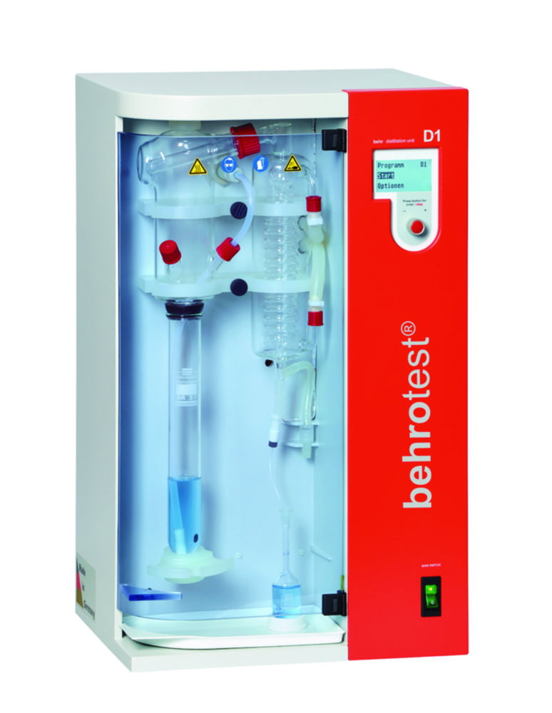 Wasserdampfdestillierer D1, für die Bestimmung von Alkohol, Destillation in ein Pyknometer