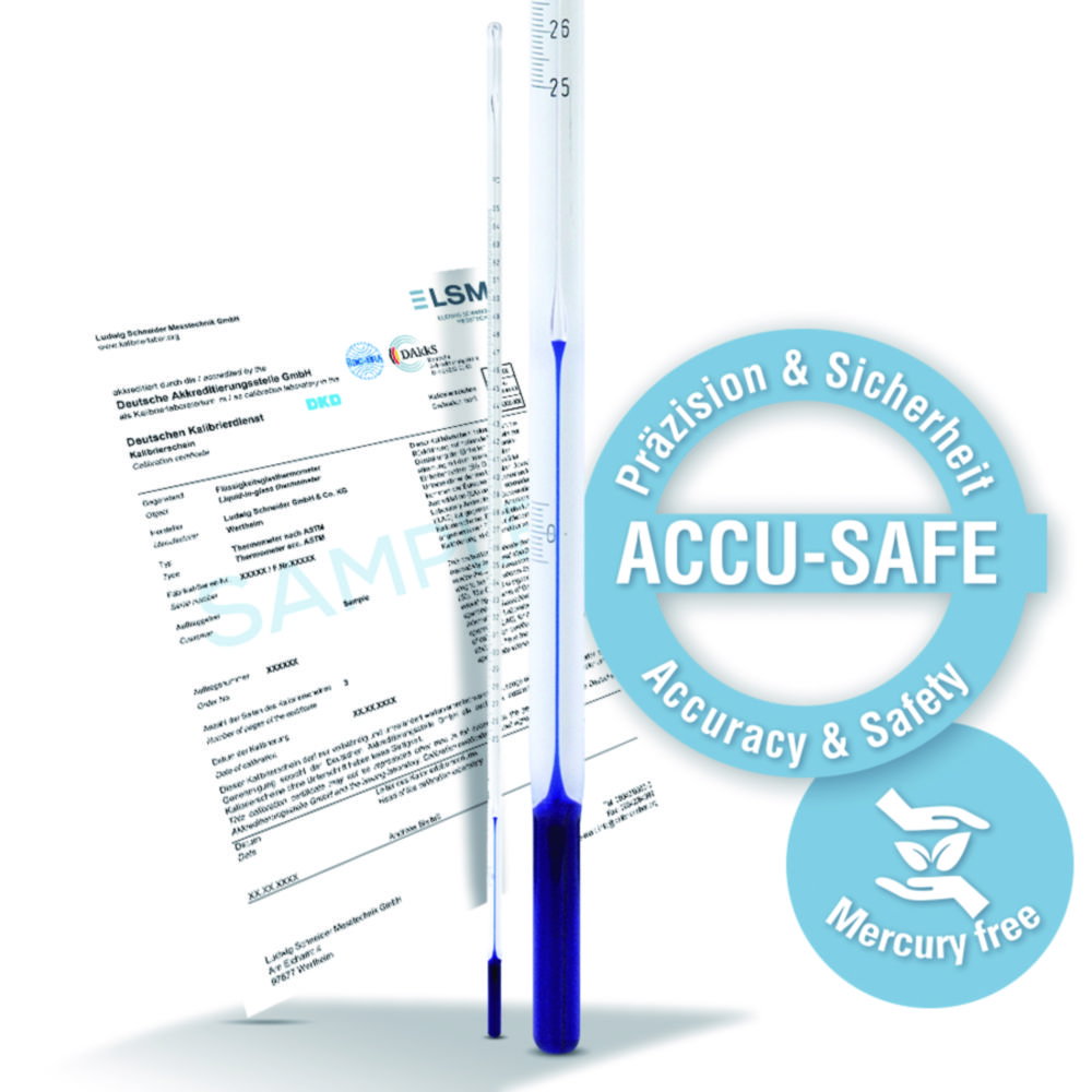 Präzisions-Thermometer ACCU-SAFE, ähnl. ASTM, Celsiusskala, Stabform, Eintauchtiefe total