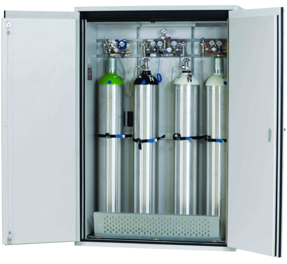 Druckgasflaschenschrank G-ULTIMATE-90 WD RAL 7035 lichtgrau, 1400x615x2050mm, inkl. Montageschienen, Flaschenhalter,
