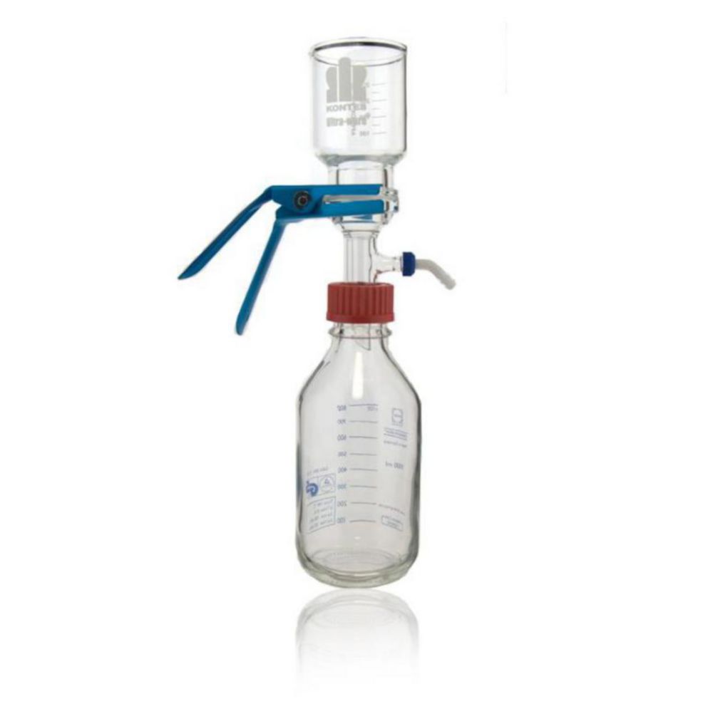 Mikrofiltrationseinheit 47mm mit Glasfrittenbasis Por. 40-60µm, Kap. 1L, GL 45, und PBT Kappe