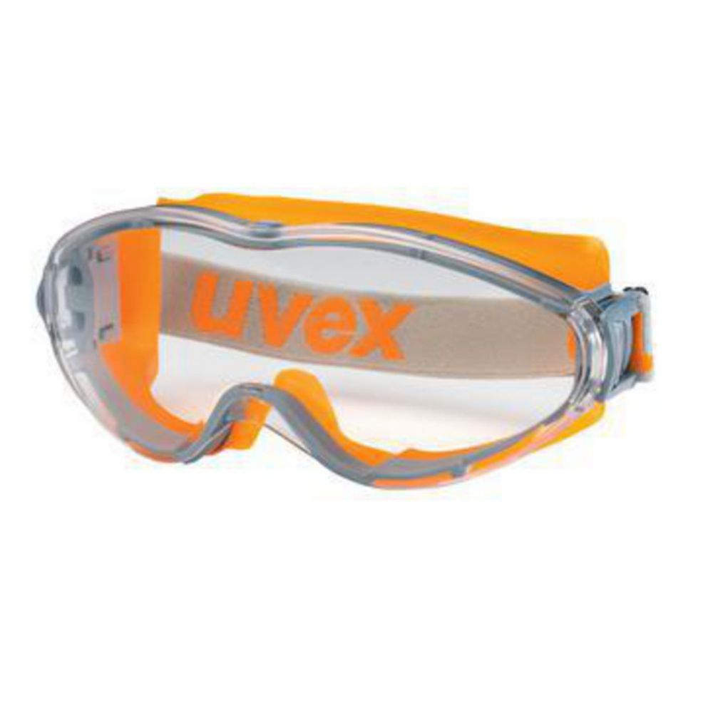 ultrasonic Vollsichtbrille außen kratzfest, innen dauerhaft beschlagfrei, extrem klar, orange/grau