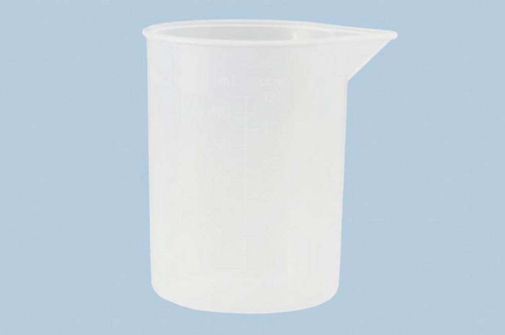 Messbecher 120 ml, PP ohne Griff, ungraduiert, naturfaben