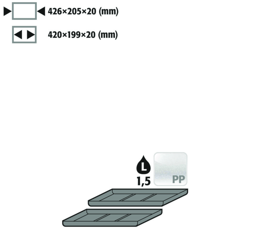 Einlegewanne 2 AZ-Ebene PE schwarz UB90 590mm