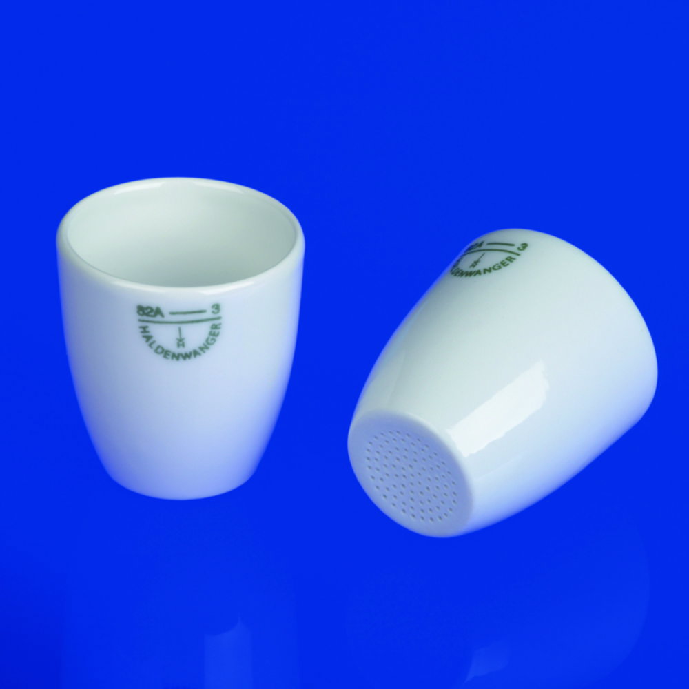 Gooch-Tiegel mit Siebboden, Porzellan, breite Form