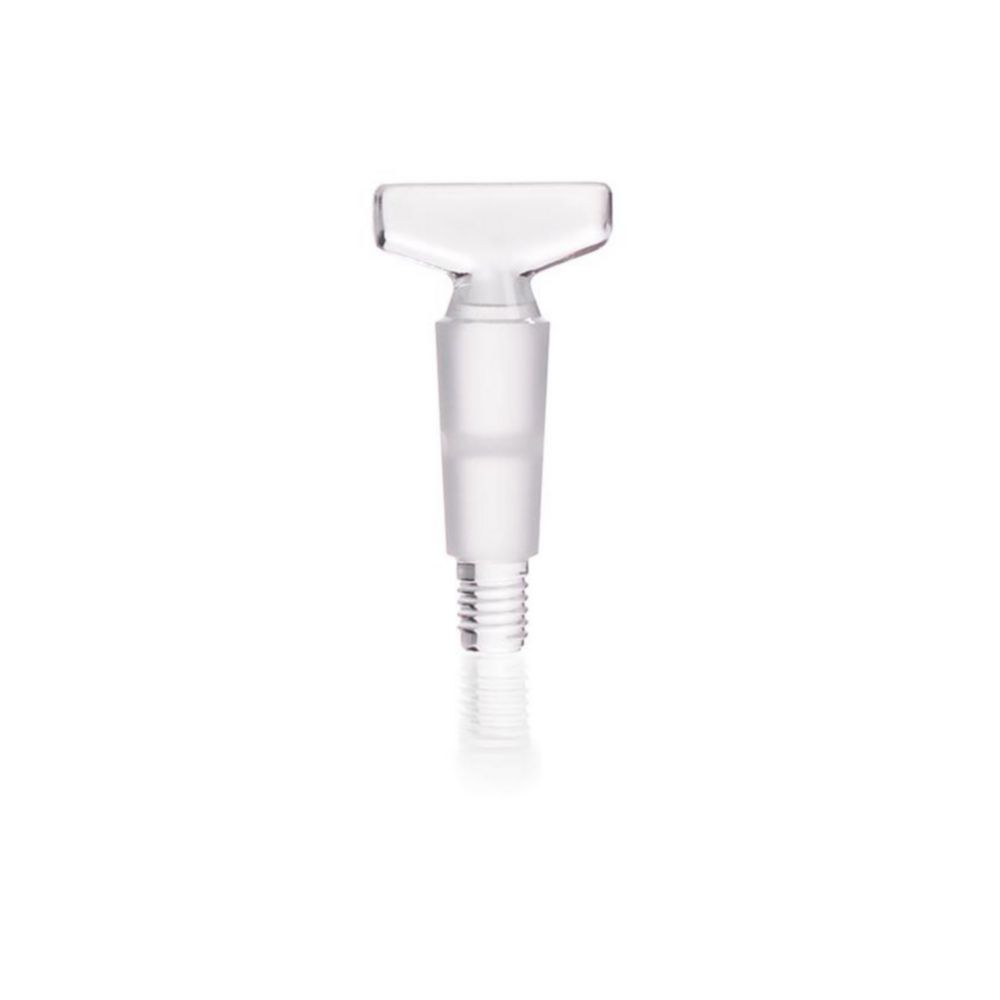 Hahnküken mit Gewinde, SBW-Glas geschliffen, Bohrung 4 mm, NS 18,8