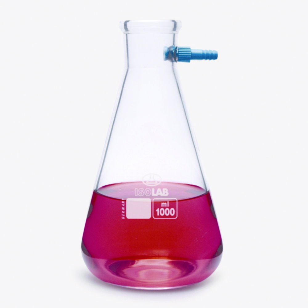 Saugflaschen, Erlenmeyerform, Borosilikatglas 3.3, mit PP-Olive