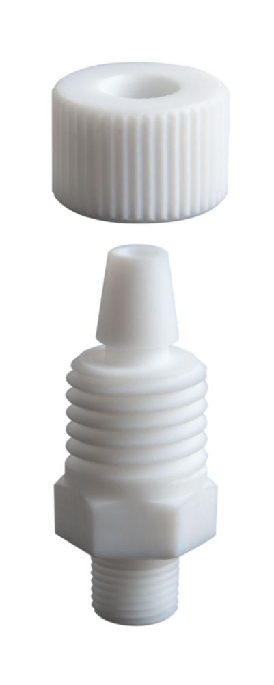 Klemmverschraubung für Schlauchanschluss PTFE, Schlaucholive für Wellschlauch ID 6,5mm / AD 10mm, mit Sicherungsmutter