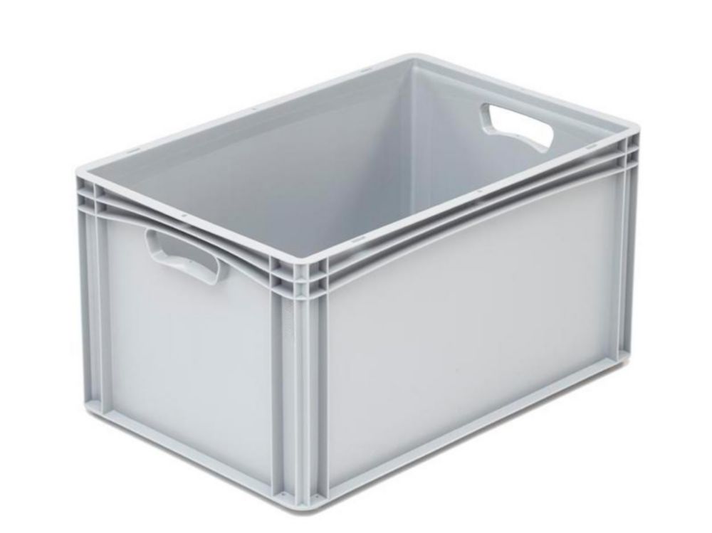 Euro-Stapelbehälter Basicline PP, geschlossen, 2 Durchfassgriffe, ohne Deckel, grau, 400x600x320 mm