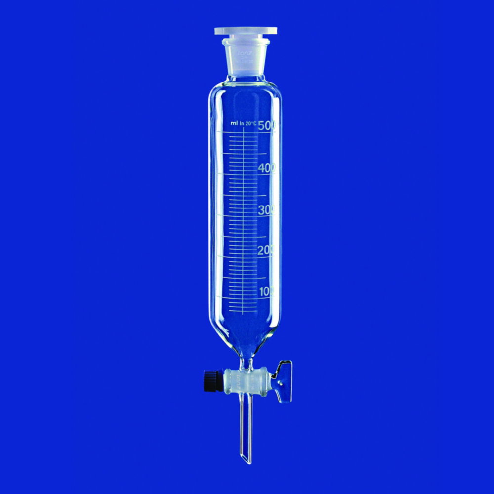 Scheidetrichter zylindrisch, mit Glasküken, Borosilikatglas 3.3