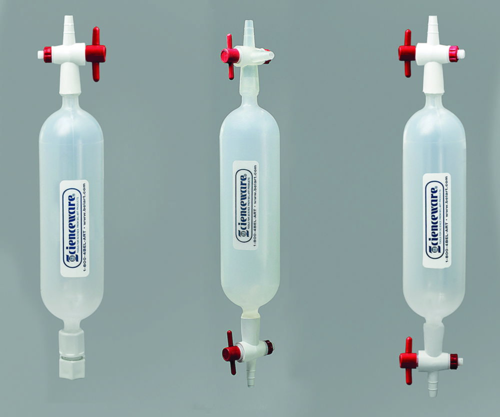 Gassammelrohre, PP, mit einem geraden Absperrhahn und einer Schraubverbindung