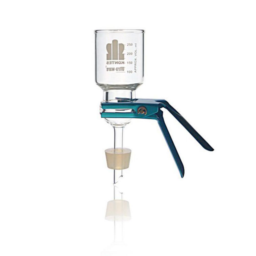 Mikrofiltrationseinheit 47 mm mit Glasfrittenbasis Por. 40-60µm, Trichter 300ml, und Silikonstöpsel